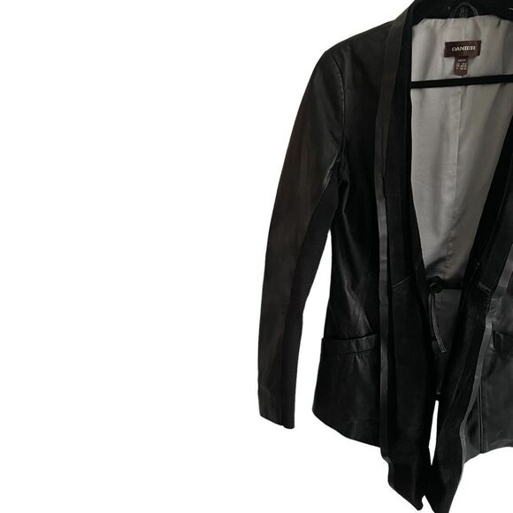 DANIER leather open front blazer jacket suede shawl collar black XS - Picture 4 of 15